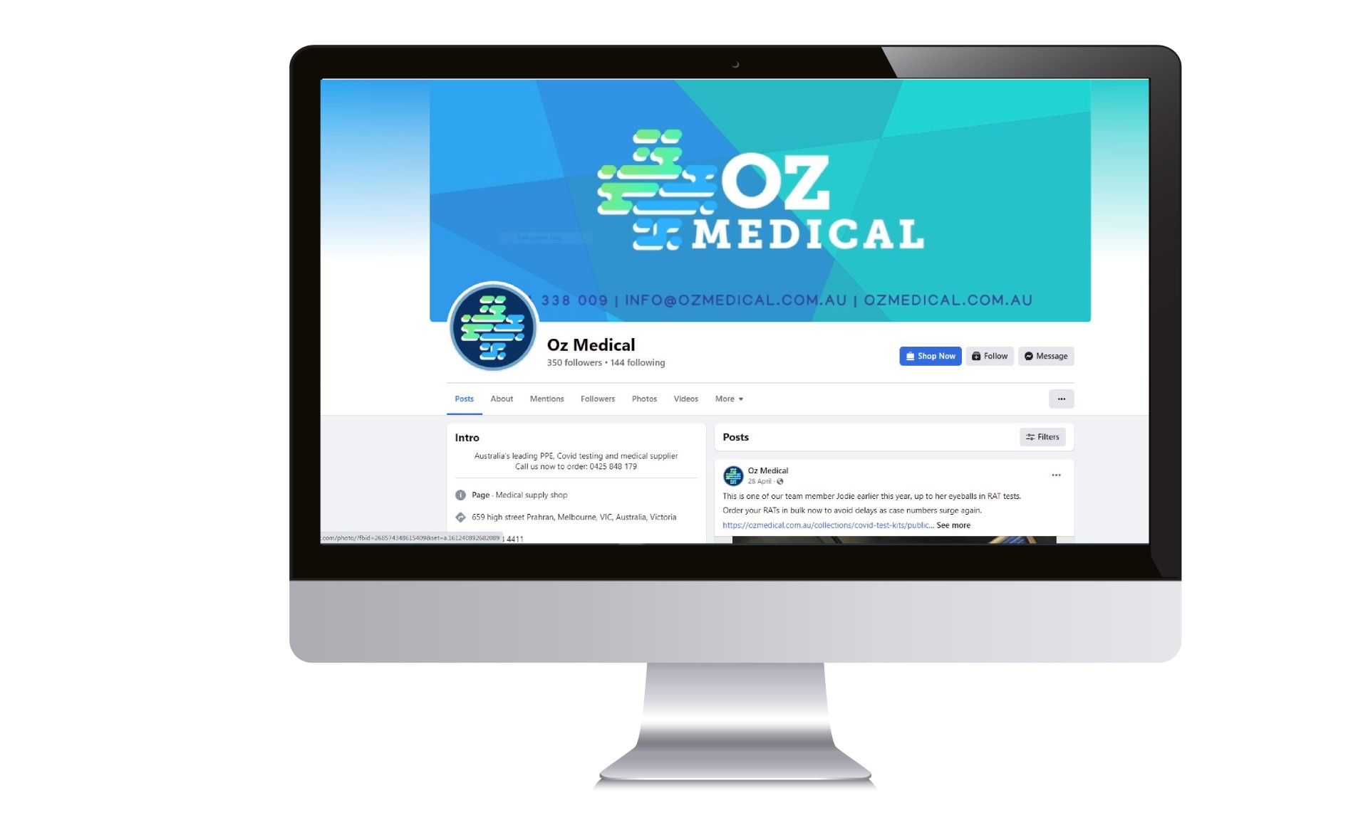 Oz Medical Facebook Social Desktop Mock Up - Ozlocal Australia